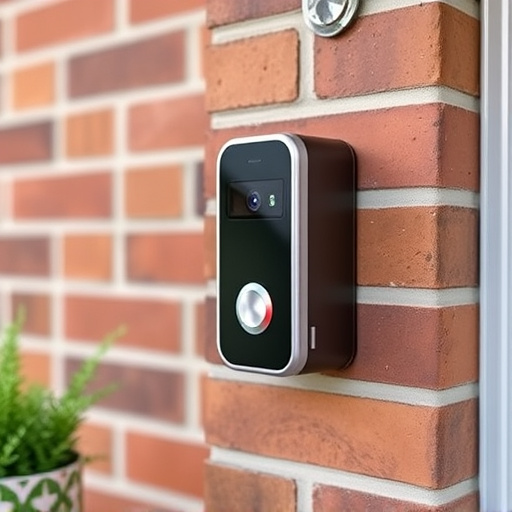 wireless doorbell with camera on brick home