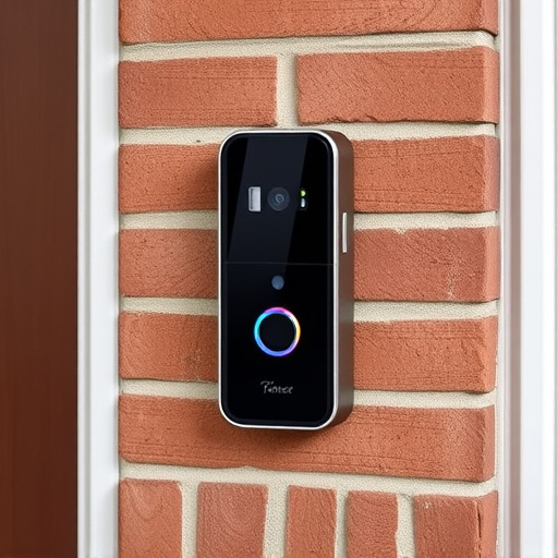 wireless doorbell with camera on brick home