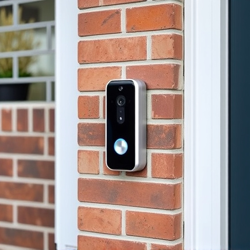wireless doorbell with camera on brick home