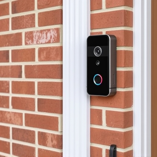 wireless doorbell with camera on brick home