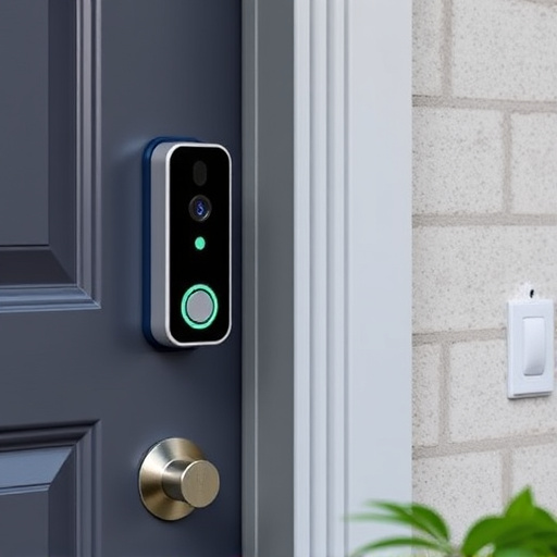 compact wireless doorbell at urban entry