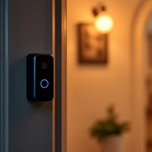 compact wireless doorbell at urban entry