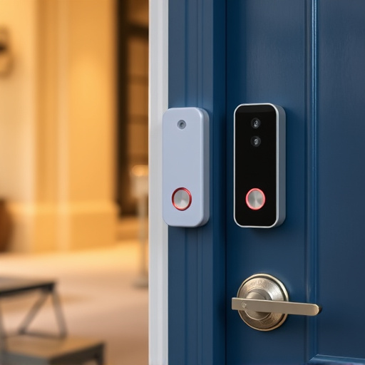 compact wireless doorbell at urban entry