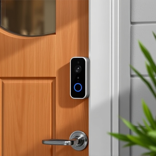 compact wireless doorbell at urban entry