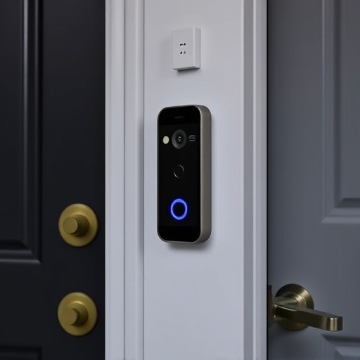 compact wireless doorbell at urban entry