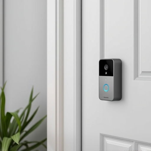 compact wireless doorbell at urban entry