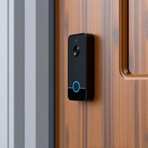 compact wireless doorbell at urban entry