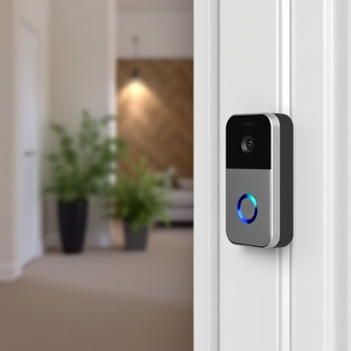compact wireless doorbell at urban entry