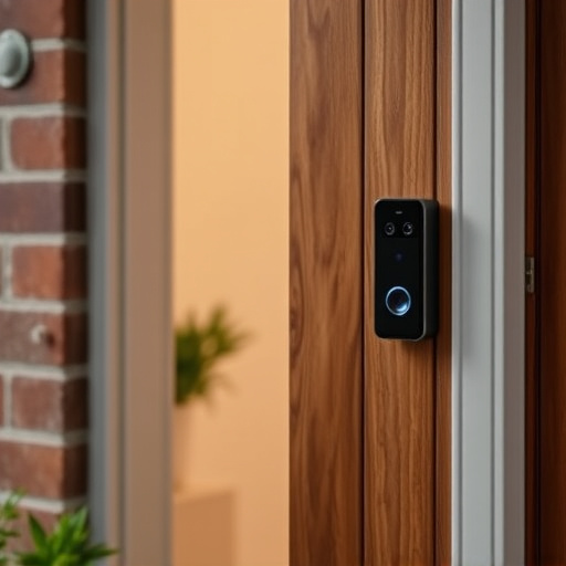compact wireless doorbell at urban entry