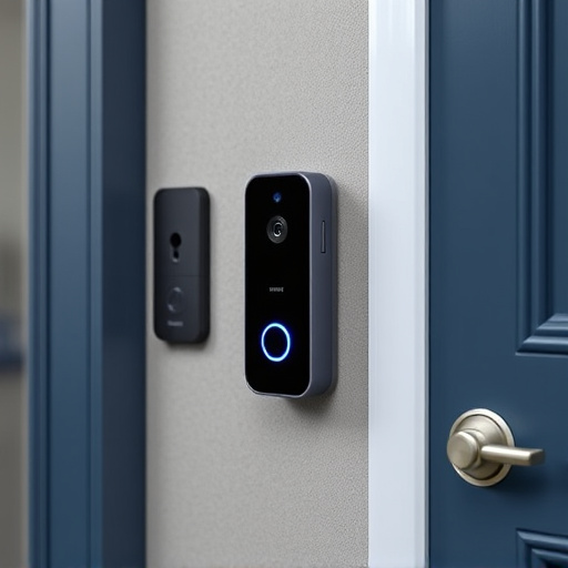 compact wireless doorbell at urban entry