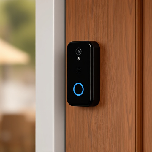 compact wireless doorbell at urban entry