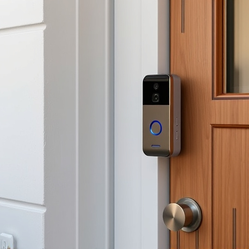 compact wireless doorbell at urban entry