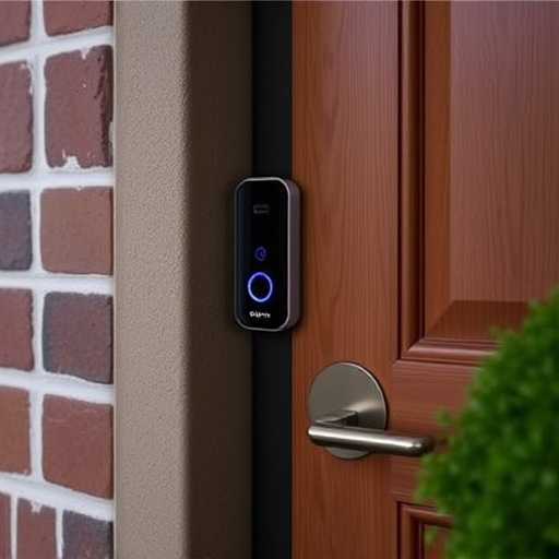 compact wireless doorbell at urban entry