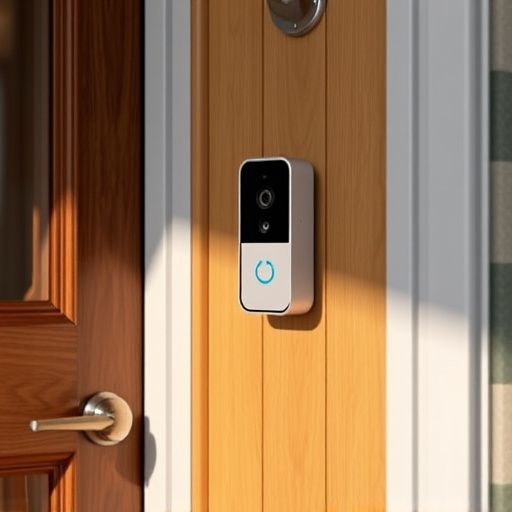 compact wireless doorbell at urban entry