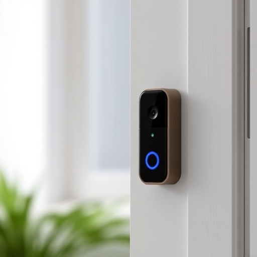 compact wireless doorbell at urban entry