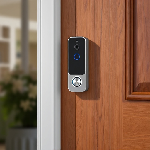compact wireless doorbell at urban entry