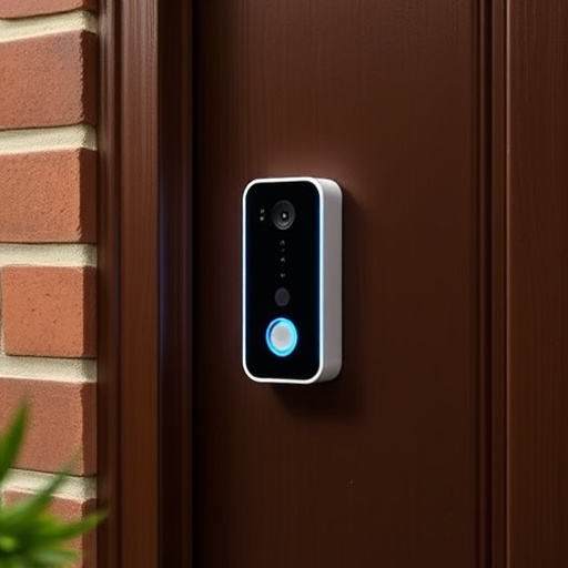 compact wireless doorbell at urban entry