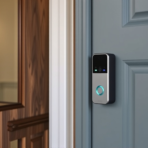 compact wireless doorbell at urban entry