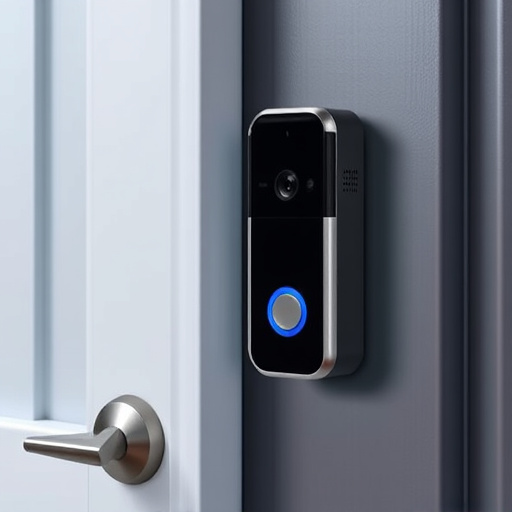 compact wireless doorbell at urban entry