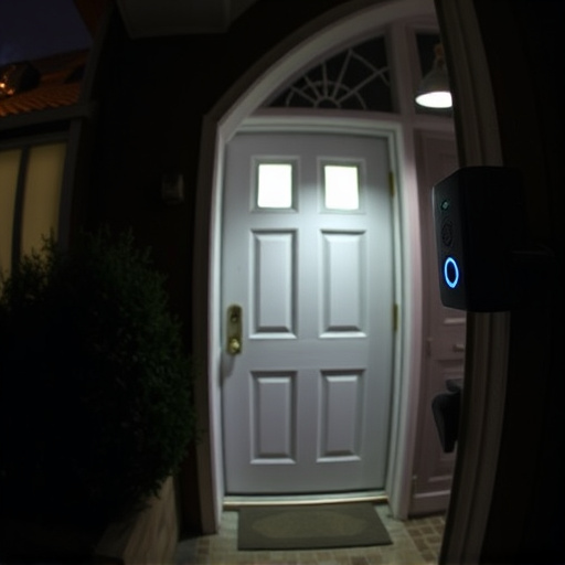 doorbell camera recording visitor at night