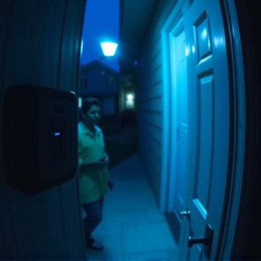 doorbell camera recording visitor at night