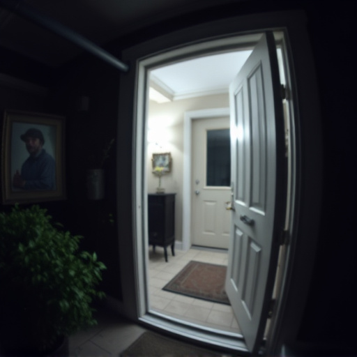 doorbell camera recording visitor at night