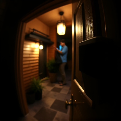 doorbell camera recording visitor at night