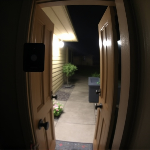 doorbell camera recording visitor at night