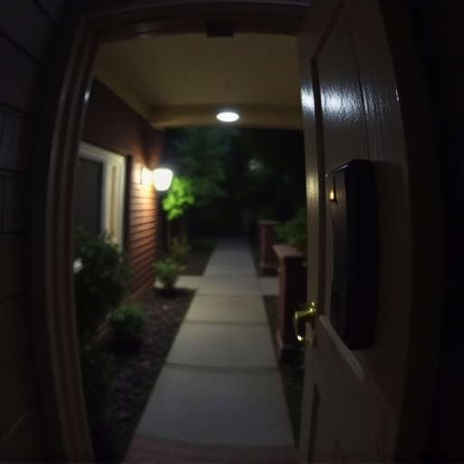 doorbell camera recording visitor at night