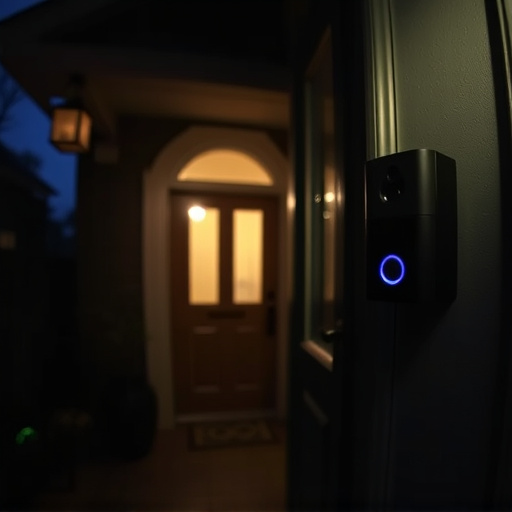 doorbell camera recording visitor at night