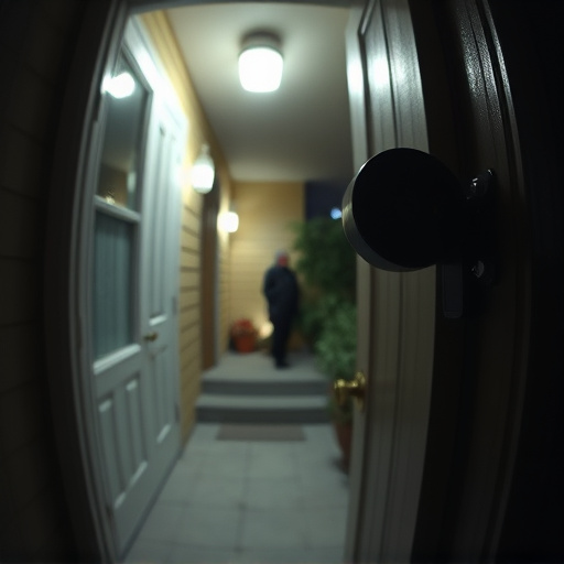doorbell camera recording visitor at night