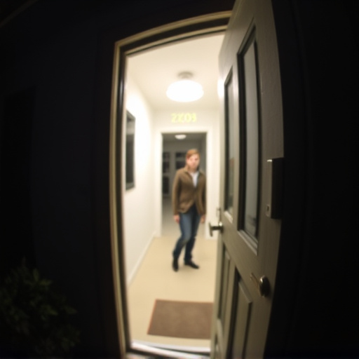 doorbell camera recording visitor at night