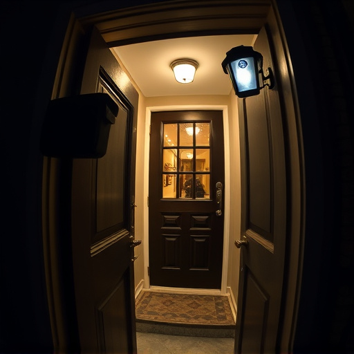doorbell camera recording visitor at night