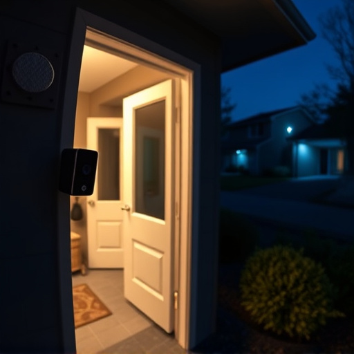 doorbell camera recording visitor at night