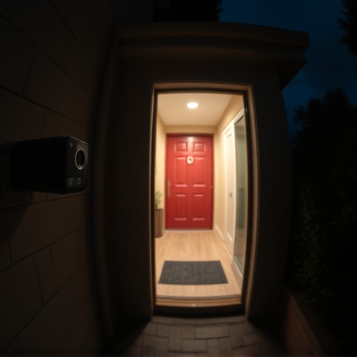 doorbell camera recording visitor at night