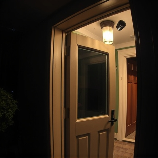 doorbell camera recording visitor at night