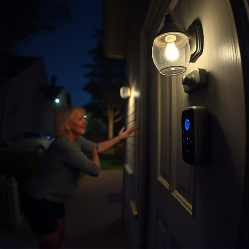 doorbell camera recording visitor at night