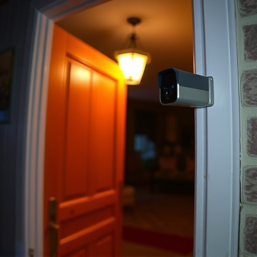 doorbell camera recording visitor at night