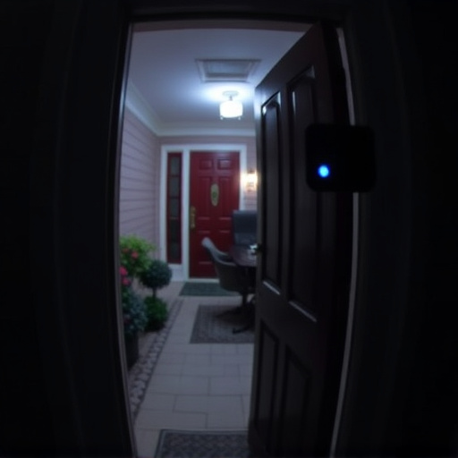 doorbell camera recording visitor at night