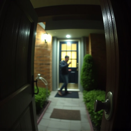 doorbell camera recording visitor at night