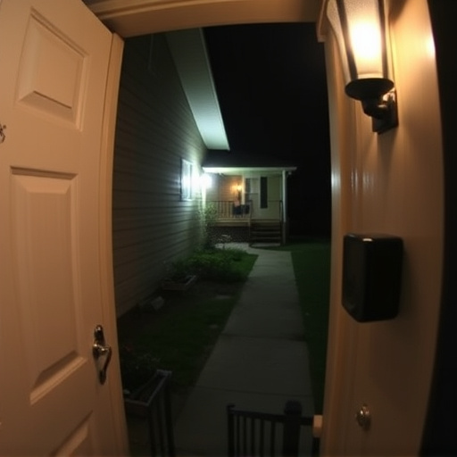 doorbell camera recording visitor at night
