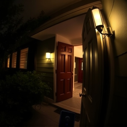 doorbell camera recording visitor at night