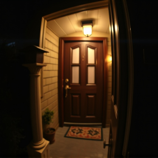 doorbell camera recording visitor at night