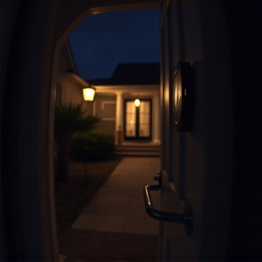 doorbell camera recording visitor at night