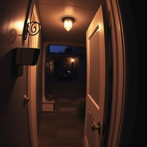 doorbell camera recording visitor at night
