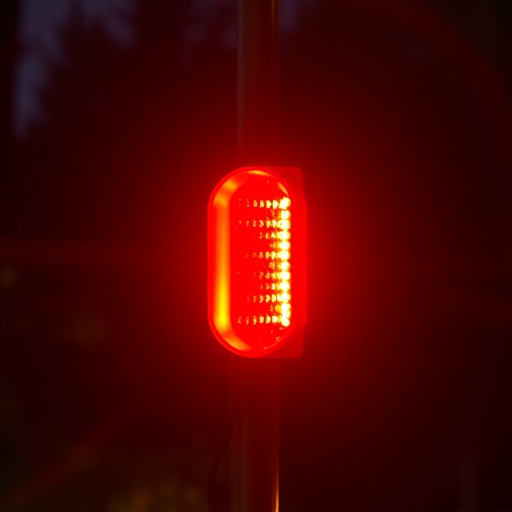 flashing red home security alert light at night