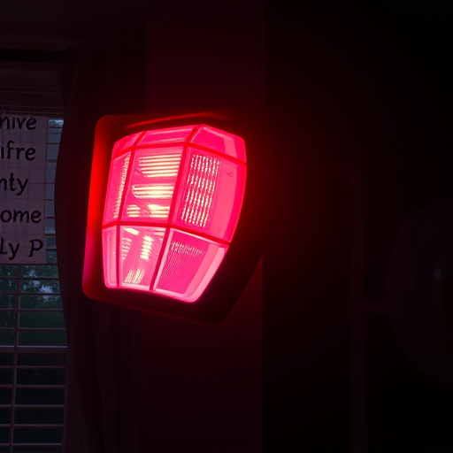 flashing red home security alert light at night