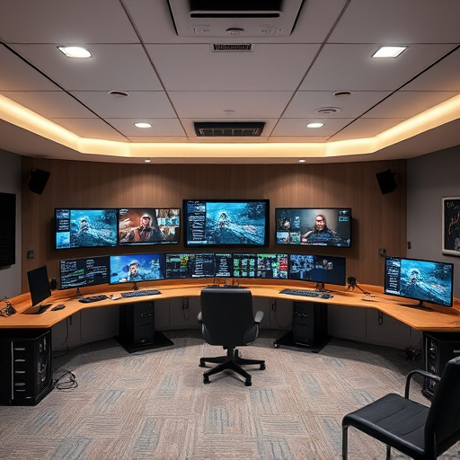 home monitoring control room with multiple screens