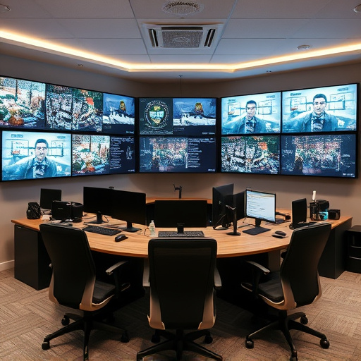 home monitoring control room with multiple screens
