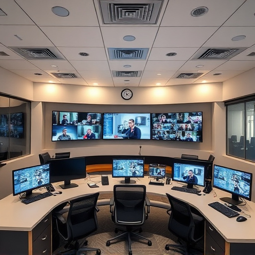 home monitoring control room with multiple screens